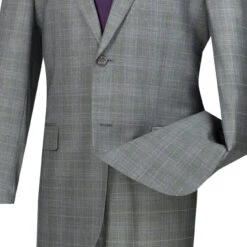 Pompey Collection - Men's Glen Plaid Dress Suit 2 Piece Regular Fit In Gray -Outlet Suit Refined Store 01 VIN 2RW 1 GRAY 4