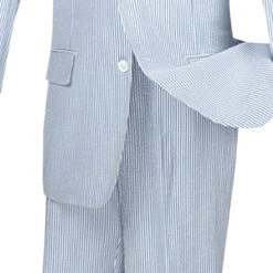 Regular Fit Summer 2 Piece Suit Striped Seersucker In Navy -Outlet Suit Refined Store 01 VIN 2SS 1 NAVY 15 4