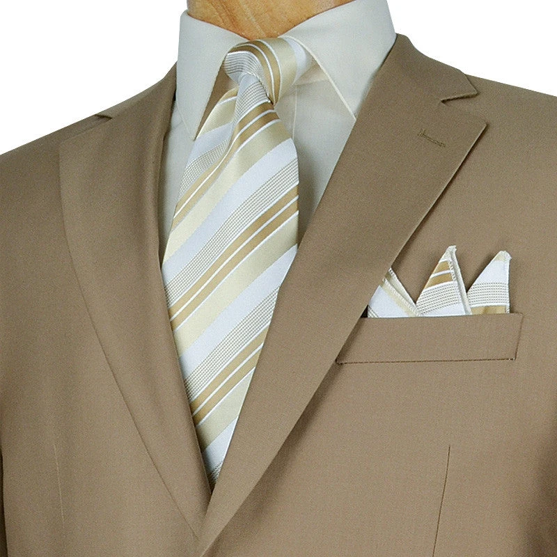 Regular Fit Suit 2 Button 2 Piece In Khaki 2 Regular Fit Suit 2 Button 2 Piece In Khaki - Image 2