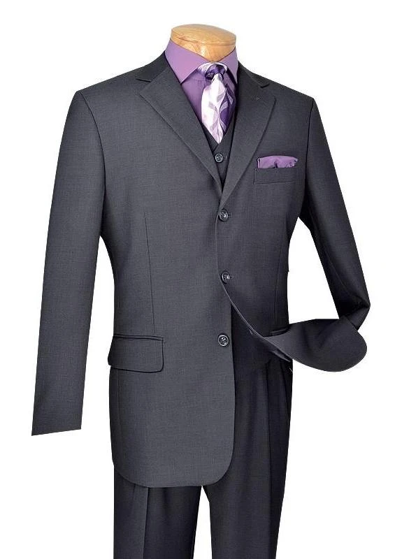 Avalon Collection - Regular Fit Men's Suit 3 Button 3 Piece Heather Gray 1 Avalon Collection - Regular Fit Men's Suit 3 Button 3 Piece Heather Gray