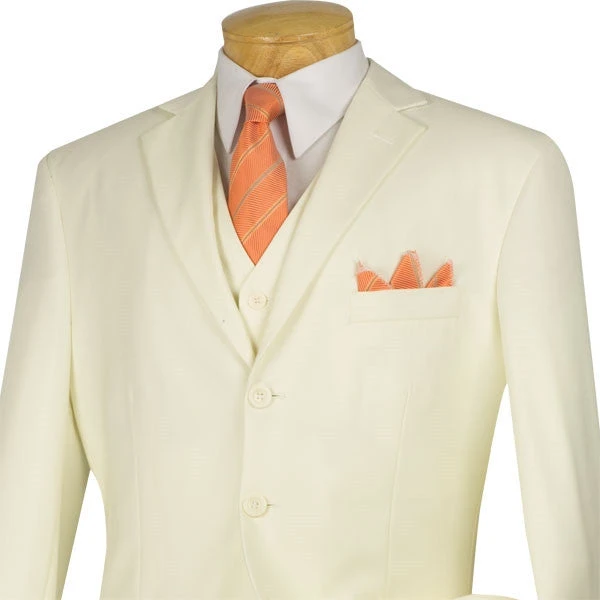Avalon Collection - Regular Fit Men's Suit 3 Button 3 Piece Ivory 2 Avalon Collection - Regular Fit Men's Suit 3 Button 3 Piece Ivory - Image 2