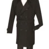 Men's Fall/Winter Slim Fit Double Breasted Top Coat In Black