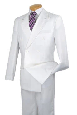 Atlantis Collection - White Regular Fit Double Breasted 2 Piece Suit