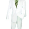 White Slim Fit Men's 2 Piece Business Suit 2 Button