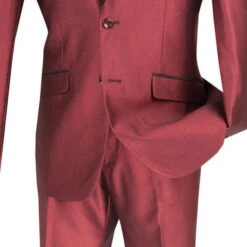 Slim Fit Shiny Sharkskin Men's 2 Piece Suit In Maroon -Outlet Suit Refined Store 01 VIN S2PS 1 MAROON 4