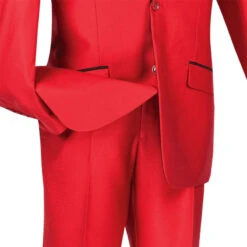 Slim FitShiny Sharkskin Men's 2 Piece Suit In Red 5 Slim FitShiny Sharkskin Men's 2 Piece Suit In Red -Outlet Suit Refined Store 01 VIN S2PS 1 RED 15 4