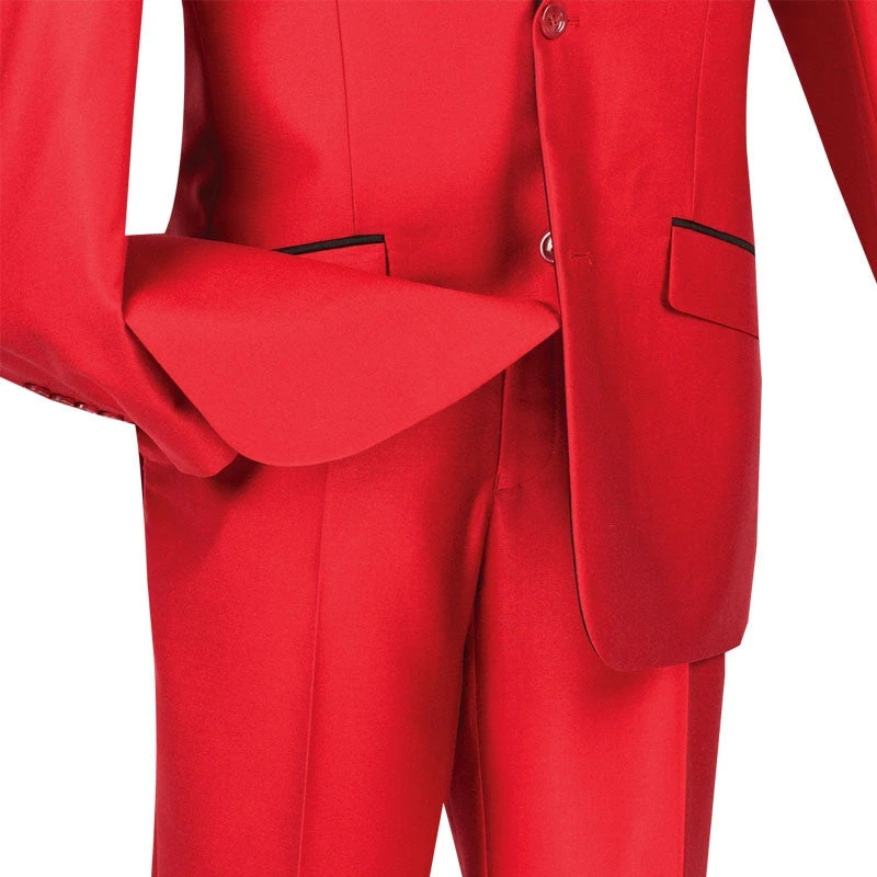 Slim FitShiny Sharkskin Men's 2 Piece Suit In Red 3 Slim FitShiny Sharkskin Men's 2 Piece Suit In Red - Image 3