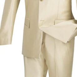 Slim Fit Men's Suit 2 Piece 2 Buttons Shiny Sharkskin In Champagne Beige 5 Slim Fit Men's Suit 2 Piece 2 Buttons Shiny Sharkskin In Champagne Beige -Outlet Suit Refined Store 01 VIN S2RR 4 CHABE 15 4