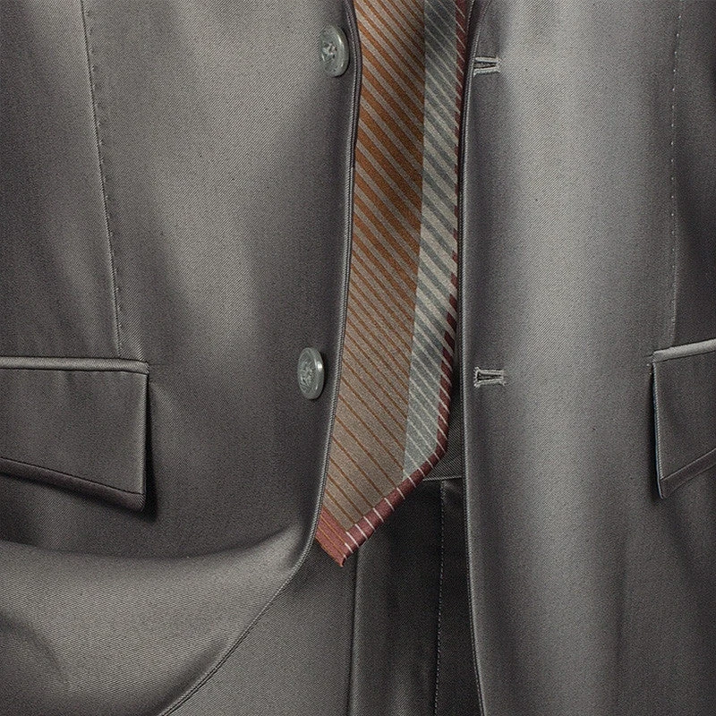 Gray Slim Fit Men's Shiny Sharkskin Suit 2 Piece 2 Buttons Shark Skin 3 Gray Slim Fit Men's Shiny Sharkskin Suit 2 Piece 2 Buttons Shark Skin - Image 3