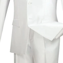 Slim Fit Men's Suit 2 Piece 2 Buttons Shiny Sharkskin In White 5 Slim Fit Men's Suit 2 Piece 2 Buttons Shiny Sharkskin In White -Outlet Suit Refined Store 01 VIN S2RR 4 WHITE 15 4