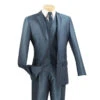 Slim Fit Men's Suit With Vest 3 Piece 2 Buttons In Blue