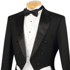 Men's Tuxedo Regular Fit Collection With Tails 3 Piece In Black -Outlet Suit Refined Store 01 VIN T 2X BLACK 3