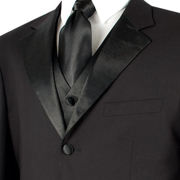Men's Regular Fit Tuxedo 3 Piece With Vest In Black 3 Men's Regular Fit Tuxedo 3 Piece With Vest In Black - Image 3