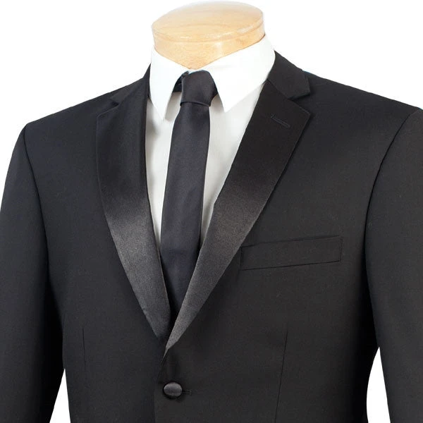Regular Fit Satin Lapel 2 Piece Tuxedo In Black 2 Regular Fit Satin Lapel 2 Piece Tuxedo In Black - Image 2