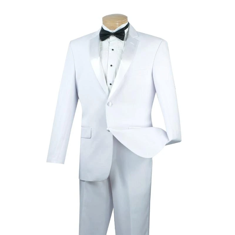 Excalibur Collection - Slim Fit Tuxedo 2 Piece 2 Button Design In White 1 Excalibur Collection - Slim Fit Tuxedo 2 Piece 2 Button Design In White