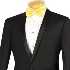 Kingsman Collection - Shawl Collar Slim Fit Tuxedo 2 Piece 1 Button Black -Outlet Suit Refined Store 01 VIN T SS BLACK 15 2