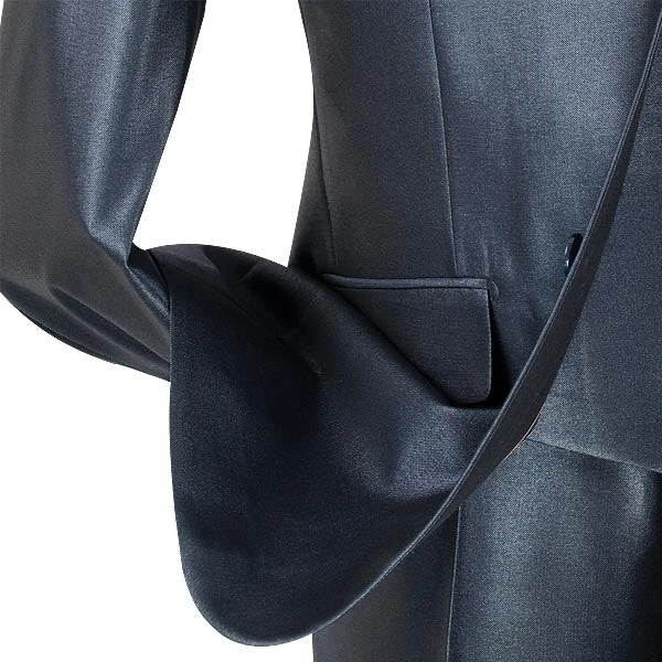 Nautilus Collection - Shiny Regular Fit Men's Suit 3 Piece 2 Button In Midnight Blue 3 Nautilus Collection - Shiny Regular Fit Men's Suit 3 Piece 2 Button In Midnight Blue - Image 3