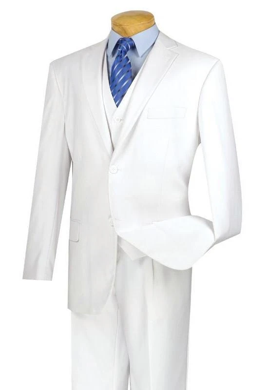 Morgan Collection - Regular Fit 3 Piece Suit 2 Button White 1 Morgan Collection - Regular Fit 3 Piece Suit 2 Button White