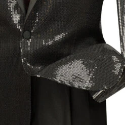 Spotlight Collection - Regular Fit Black Sequins Party Jacket -Outlet Suit Refined Store 01 VINCI BSQ 1 BLACK 15 4