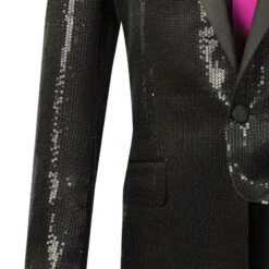Spotlight Collection - Regular Fit Black Sequins Party Jacket -Outlet Suit Refined Store 01 VINCI BSQ 1 BLACK 15 5
