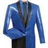 Spotlight Collection - Regular Fit Blue Sequins Party Jacket