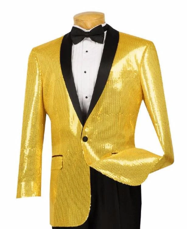 Spotlight Collection - Regular Fit Gold Sequins Party Jacket 1 Spotlight Collection - Regular Fit Gold Sequins Party Jacket