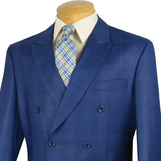 Alexander Collection - Blue Double Breasted 2 Piece Suit Regular Fit Glen Plaid 3 Alexander Collection - Blue Double Breasted 2 Piece Suit Regular Fit Glen Plaid - Image 3