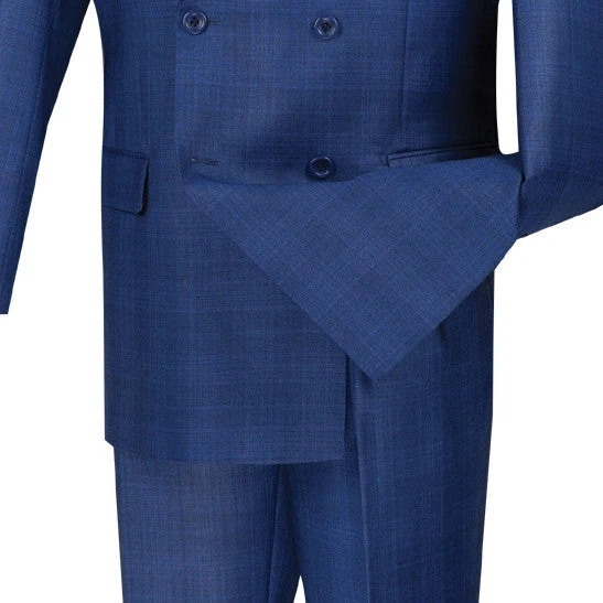 Alexander Collection - Blue Double Breasted 2 Piece Suit Regular Fit Glen Plaid 4 Alexander Collection - Blue Double Breasted 2 Piece Suit Regular Fit Glen Plaid - Image 4