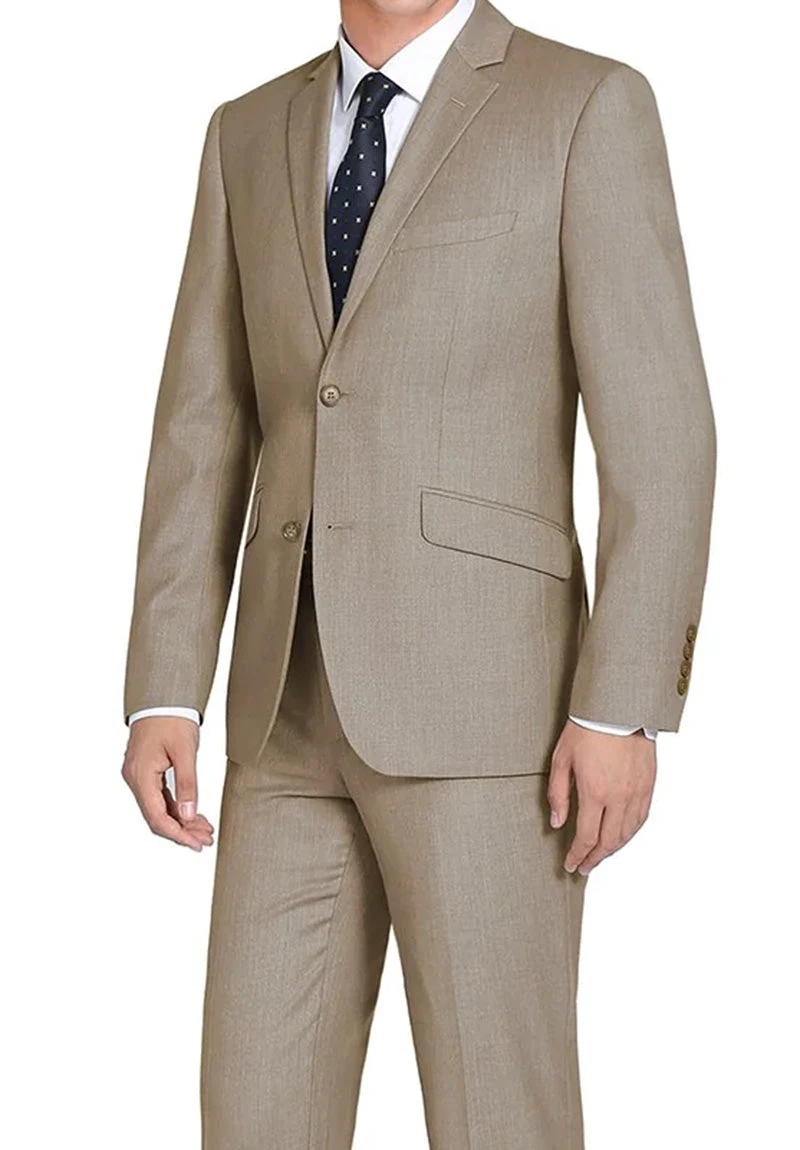 Vanderbilt Collection- Classic 2 Piece Suit 2 Buttons Regular Fit In Taupe 1 Vanderbilt Collection- Classic 2 Piece Suit 2 Buttons Regular Fit In Taupe