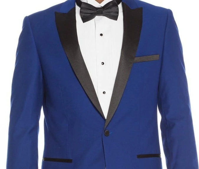 Slim Fit Blue 2 Piece Tuxedo With Satin Peak Lapel 2 Slim Fit Blue 2 Piece Tuxedo With Satin Peak Lapel - Image 2