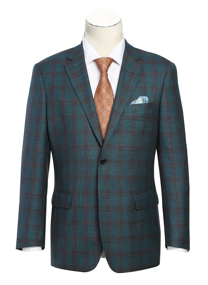 Regular Fit Wool & Linen Windowpane Blazer 1 Regular Fit Wool & Linen Windowpane Blazer