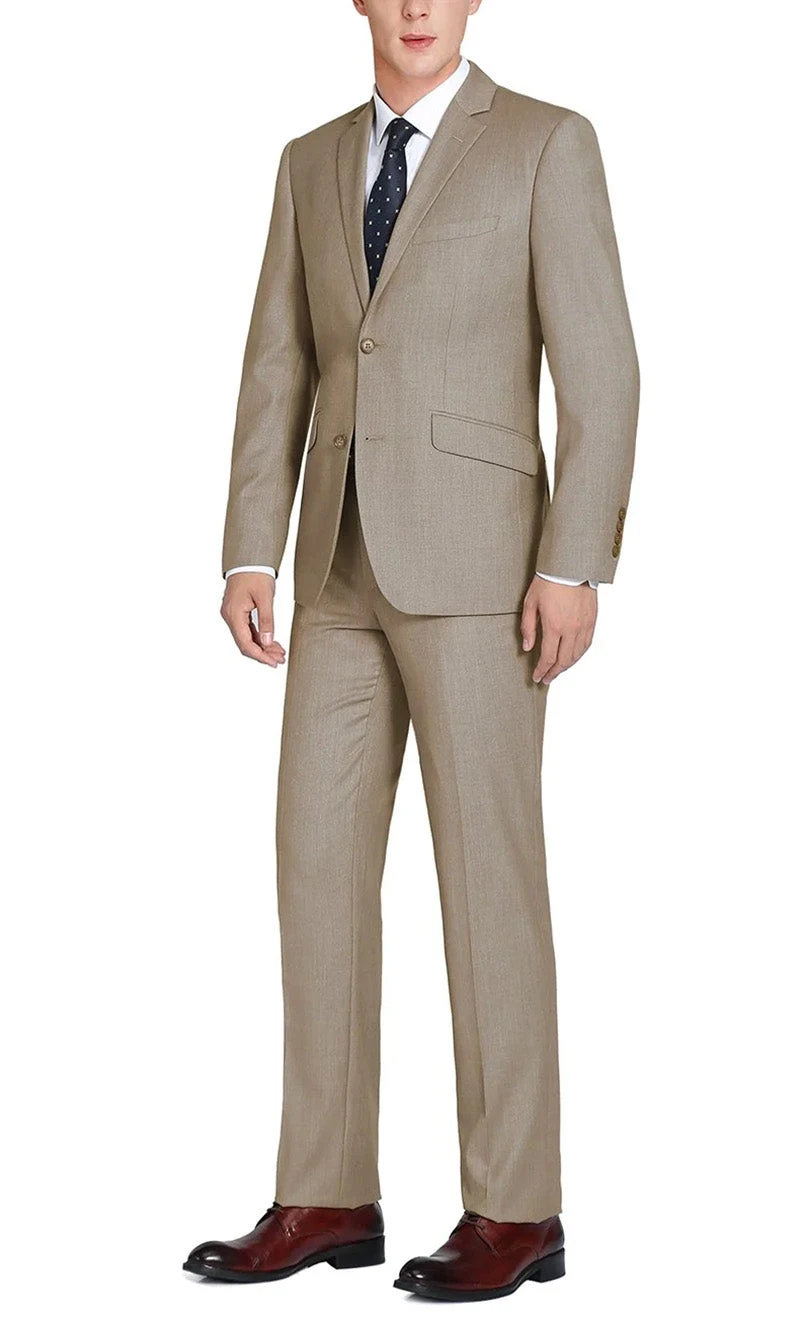 Vanderbilt Collection- Classic 2 Piece Suit 2 Buttons Regular Fit In Taupe 2 Vanderbilt Collection- Classic 2 Piece Suit 2 Buttons Regular Fit In Taupe - Image 2