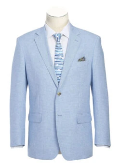 Classic Regular Fit Blazer Summer Light Blue Linen/Cotton Sport Coat