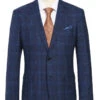 Regular Fit Wool & Linen Blue Plaid Blazer
