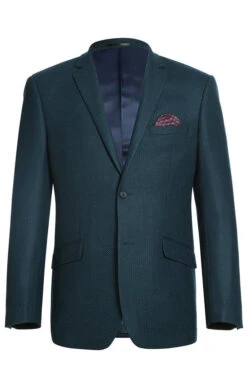 (40R, 40S) Men's Slim Fit Blazer Wool Blend Sports Jacket In Emerald Green