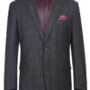 Wool Blend Plaid Pattern Regular Fit 2 Button Blazer In Burgundy