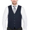 (36S) 100% Wool Classic Dress Vest 5 Buttons Regular Fit In Navy