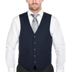 Vanderbilt Collection- Classic Dress Vest 5 Buttons Regular Fit In Navy