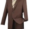 Portici Collection - Business Suit Regular Fit 2 Piece 2 Button Pinstripe In Brown/Toffee