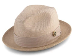 Beige Braided Two Tone Snap Brim Pinch Hat
