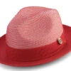 Red Braided Two Tone Snap Brim Pinch Hat