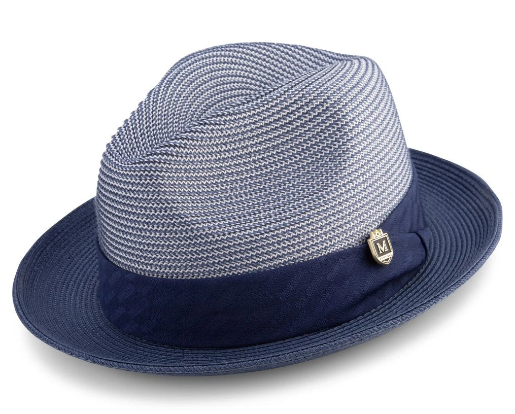 Sapphire Braided Two Tone Snap Brim Pinch Hat 1 Sapphire Braided Two Tone Snap Brim Pinch Hat