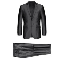 Black Regular Fit Sharkskin Italian Styled 2 Piece Suit -Outlet Suit Refined Store 207 1 1