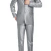 Gray Slim Fit Sharkskin Italian Styled 2 Piece Suit