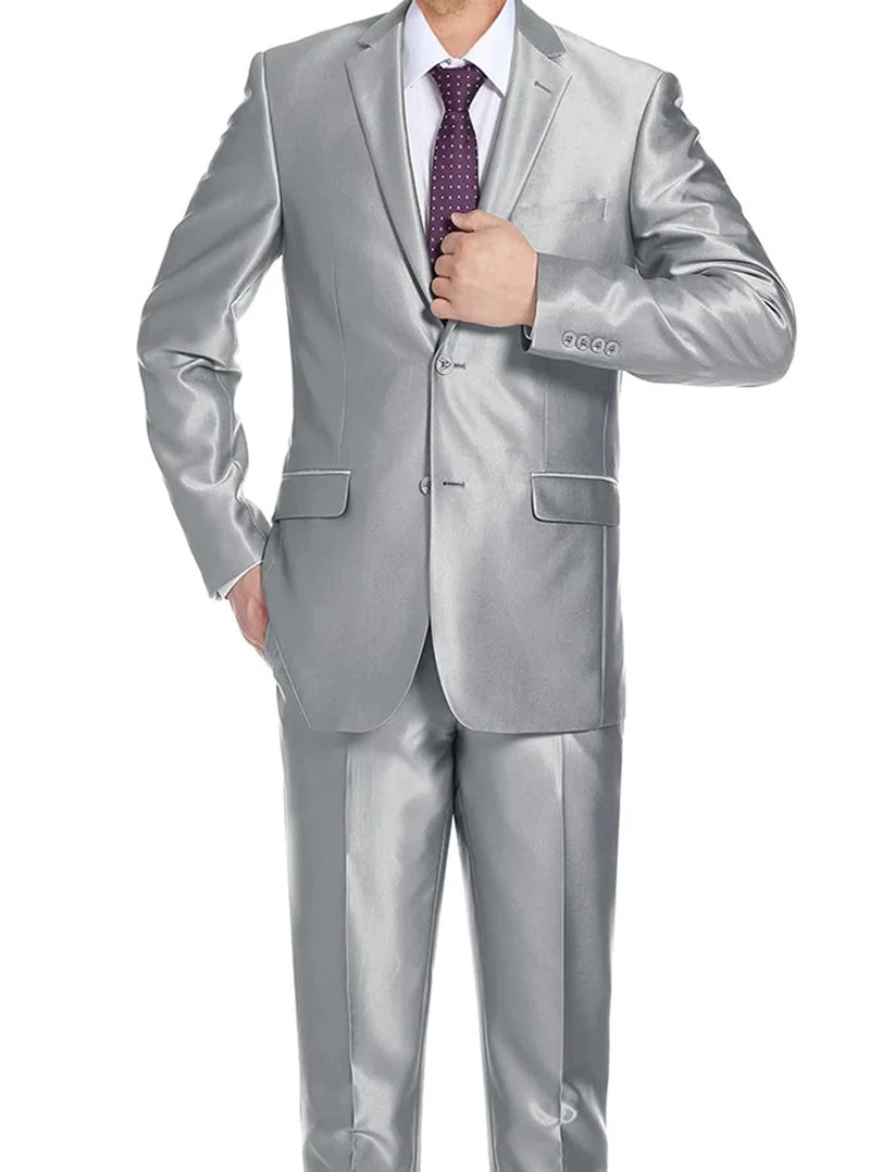 Gray Regular Fit Sharkskin Italian Styled 2 Piece Suit 2 Gray Regular Fit Sharkskin Italian Styled 2 Piece Suit - Image 2