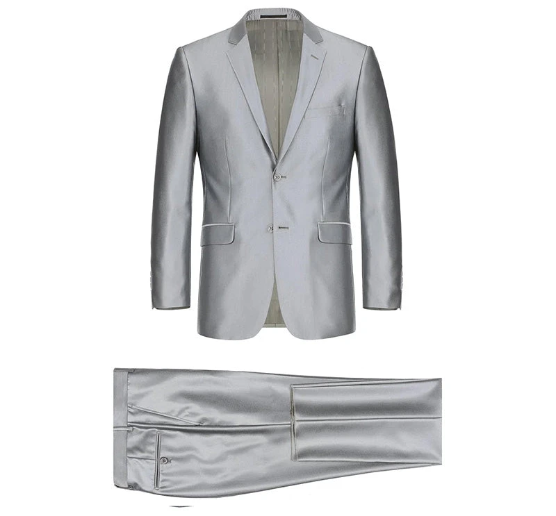 Gray Regular Fit Sharkskin Italian Styled 2 Piece Suit 7 Gray Regular Fit Sharkskin Italian Styled 2 Piece Suit - Image 7