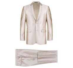 Beige Regular Fit Sharkskin Italian Styled 2 Piece Suit -Outlet Suit Refined Store 207 3 1