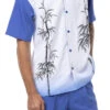 Royal Blue Tropical Print 2 Piece Short Sleeve Walking Suit Set