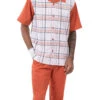 Papaya Plaid Walking Suit 2 Piece Short Sleeve Set