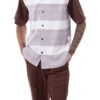 Brown Horizontal Stripes Design 2 Piece Short Sleeve Walking Suit Set